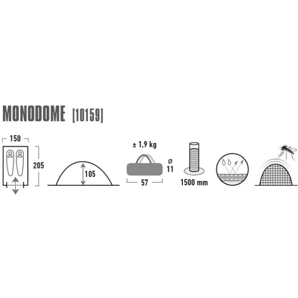High Peak Monodome Tente, Bleu 3
