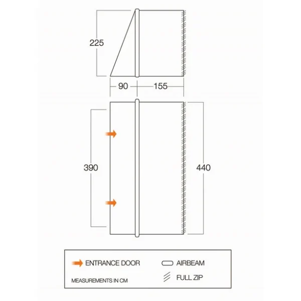 Vango SentEx Tahiti/Anantara/Ventanas Zipped Front Awning, Gris Distributeur Officiel 3