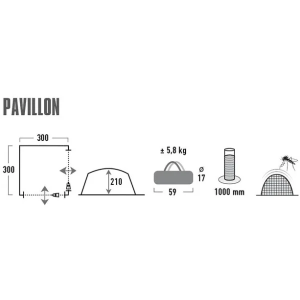 High Peak Pavillon 3x3m, Gris Nouvelle Collection 3